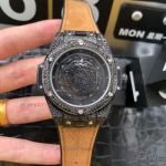 JH Hublot Big Bang Sang Bleu Replica Black Diamond Pave Case Rubber Strap 45 MM Automatic Watch